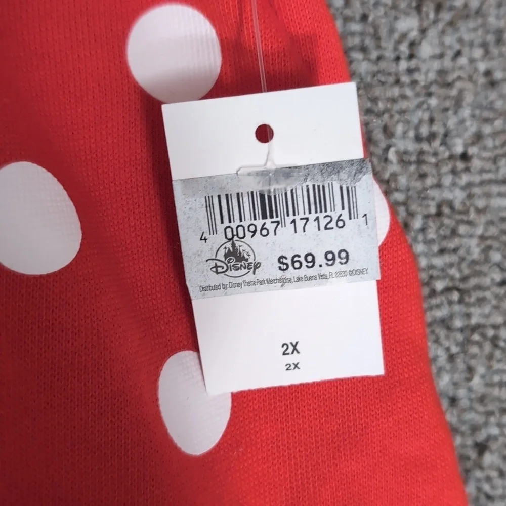 Disney WDW Zip Hoodie Minnie MouseRed Polka Dot Hoodie with Ears Size 2X *NWT* - Picture 2 of 9
